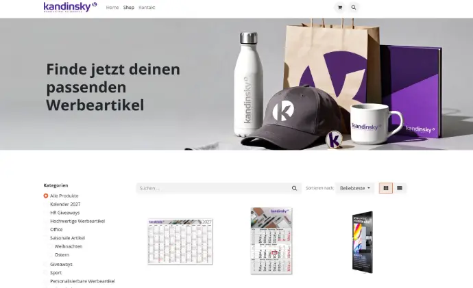 Screenshot vom Kandinsky Demoshop