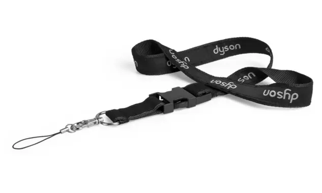 Premium-Lanyard mit Handyschlaufe Dieses exklusive Premium-Schlüsselband hat ein schwarzes Satinband mit Webung und eine Handyschlaufe.