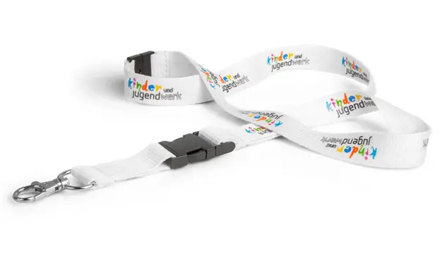 Bambus-Lanyard mit Sicherheitsverschluss Diese Bambus-Lanyard-Produktion hat einen Clip-Lock sowie einen schwarzen Safety Break-Away Verschluss und wurde mit sieben Farben bedruckt.