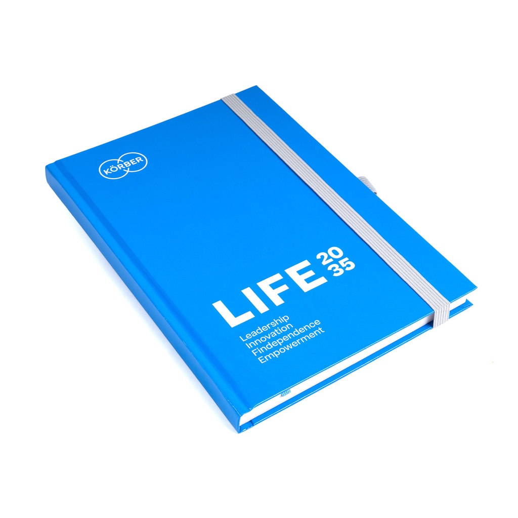 Notebook Office A5 Recycling, blue "LIFE 2035"